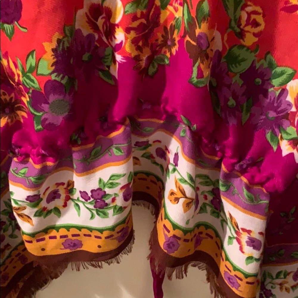 Betsey Johnson Orange & Purple floral wrap top - Picture 7 of 10